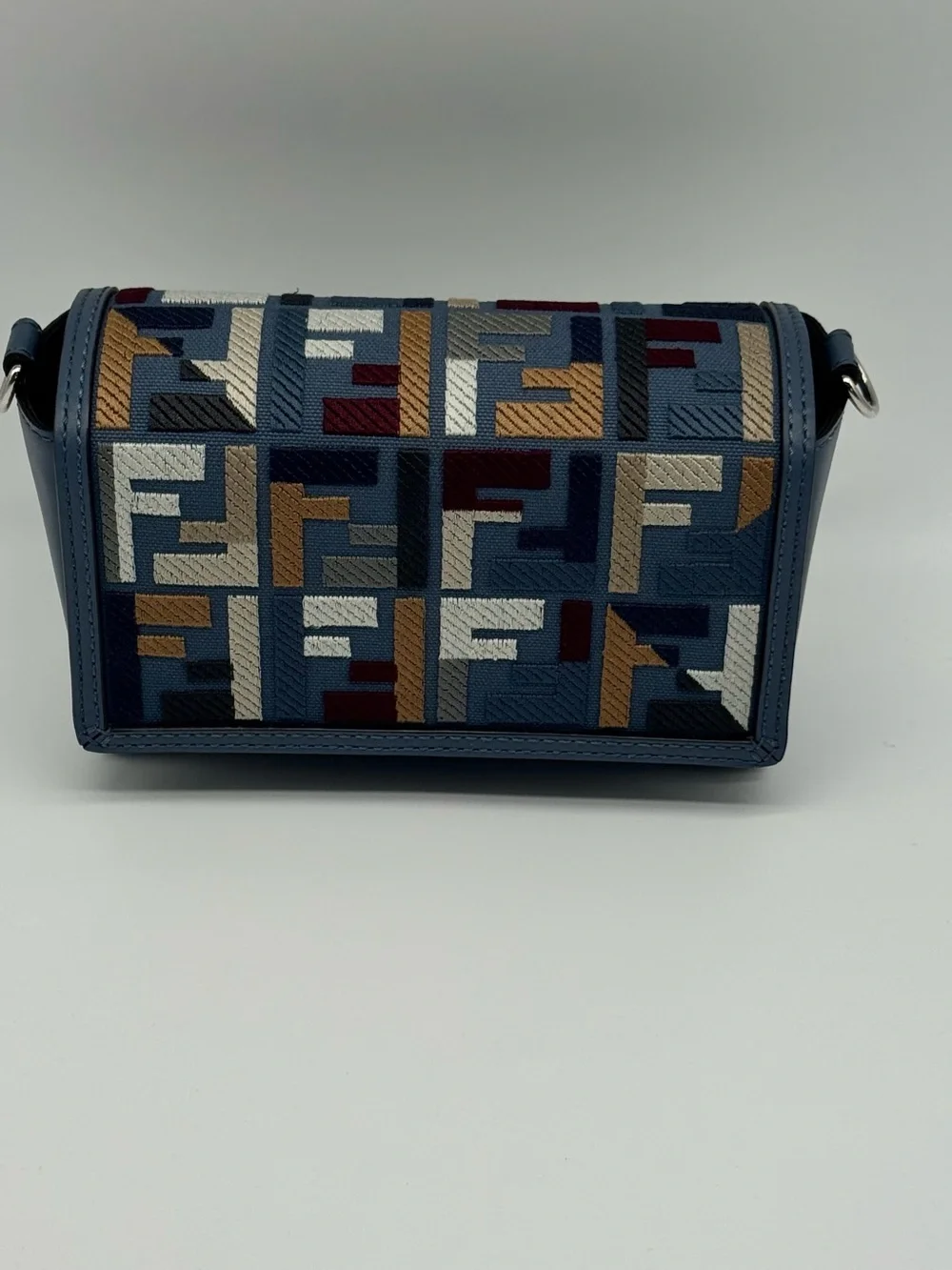 Fendi Vitello King Seta FF Mini Messenger Crossbody Bag with Adjustable Strap